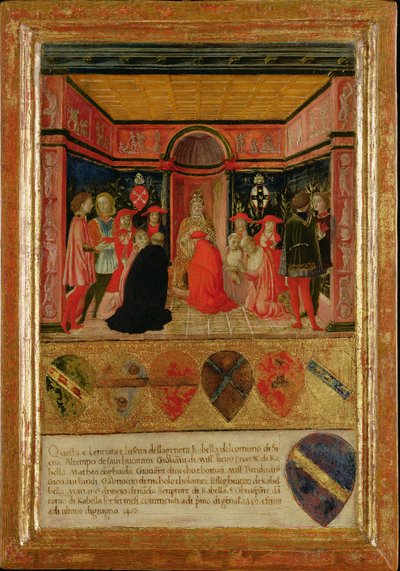 Papst Pius II. weiht Kardinal Francesco Piccolomini Todeschi, 1460 von Lorenzo di Pietro Vecchietta